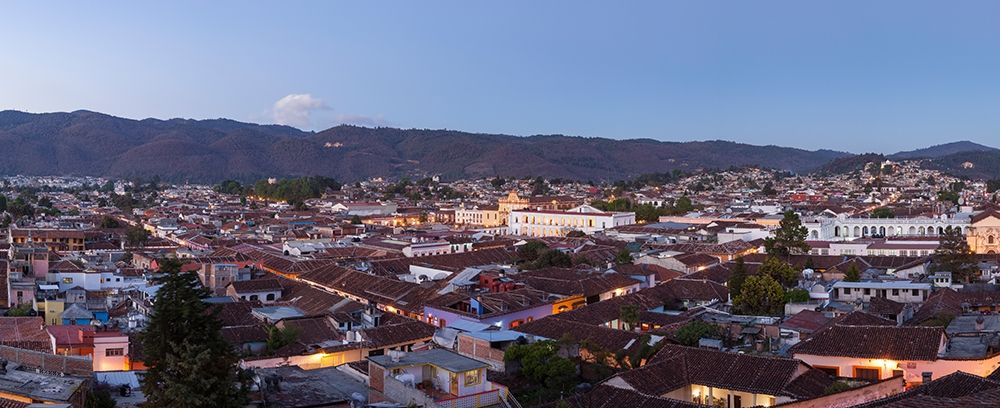 Mexico-San Cristobal de Las Casas Dusk falls over the city in this panorama